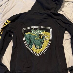 USF Bulls Black Sequin Logo zipper Hoodie - small